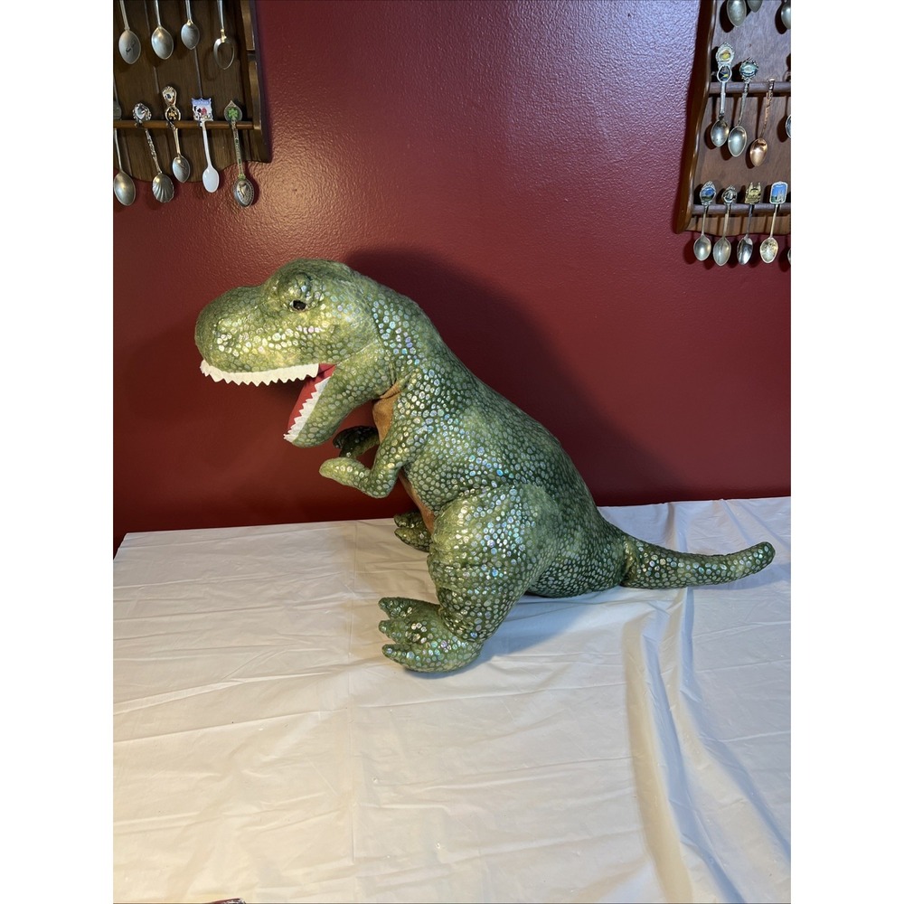 Jumbo T-Rex Dinosaur Green Sparkle Plush 23" Stuffed Animal Hug Me.